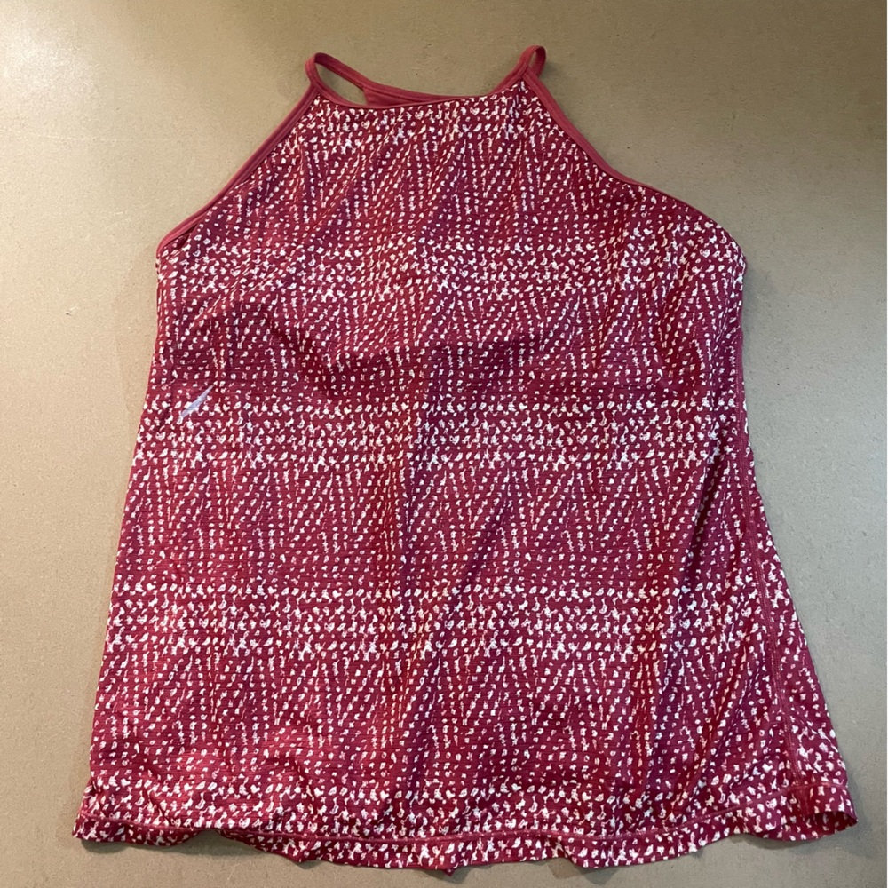 Prana Patterned High Neck Racerback Athletic Tank Top